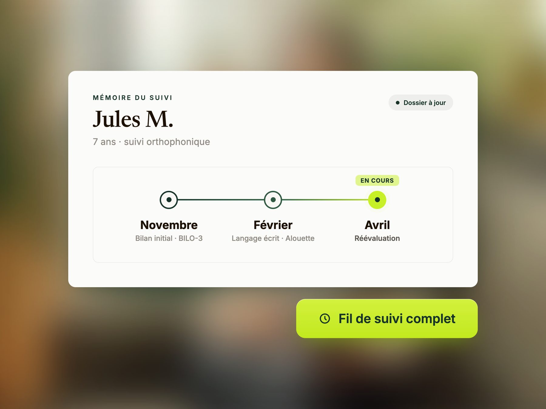 Mémoire du suivi de Jules M.