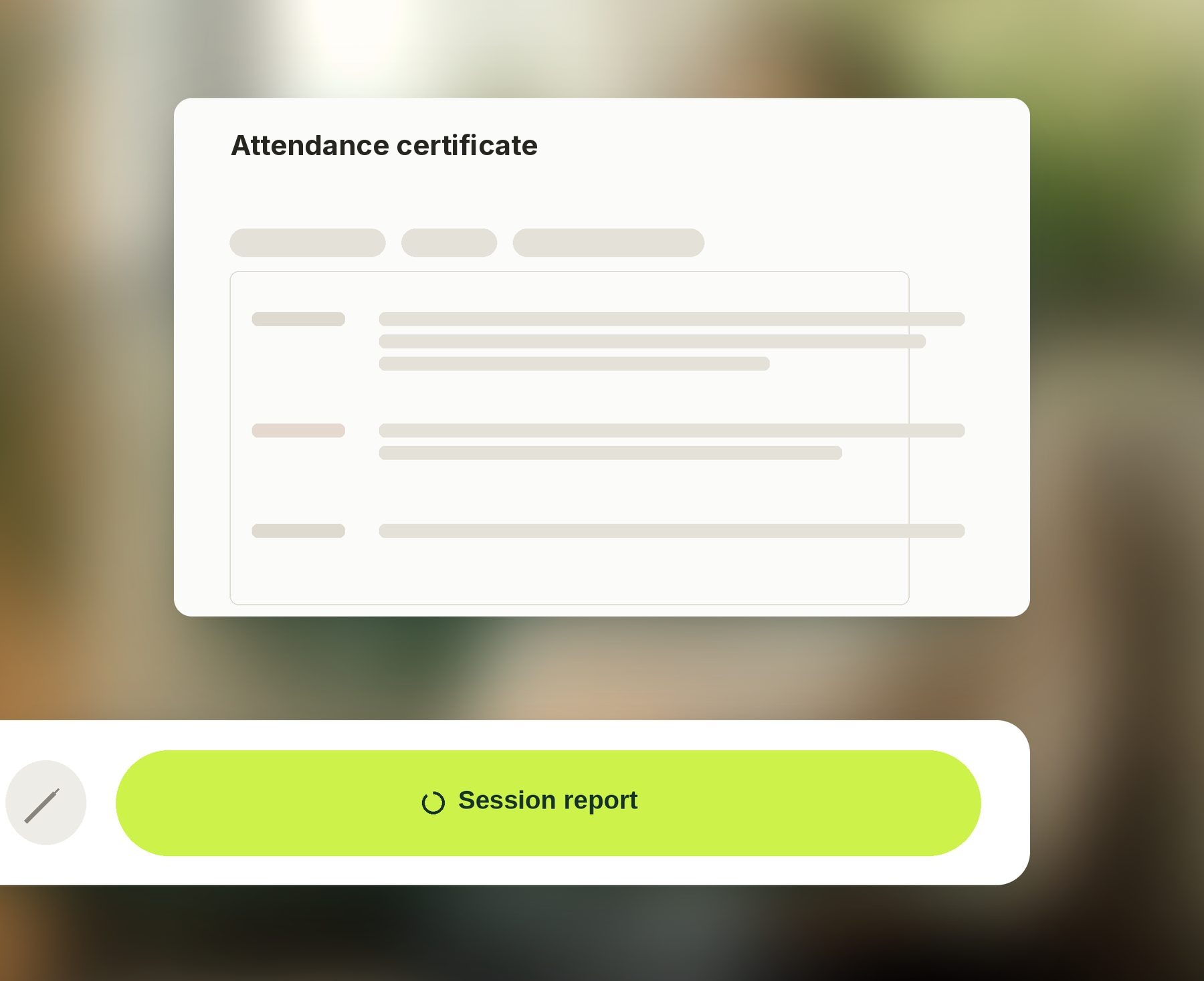 Attendance certificate generated by Delta