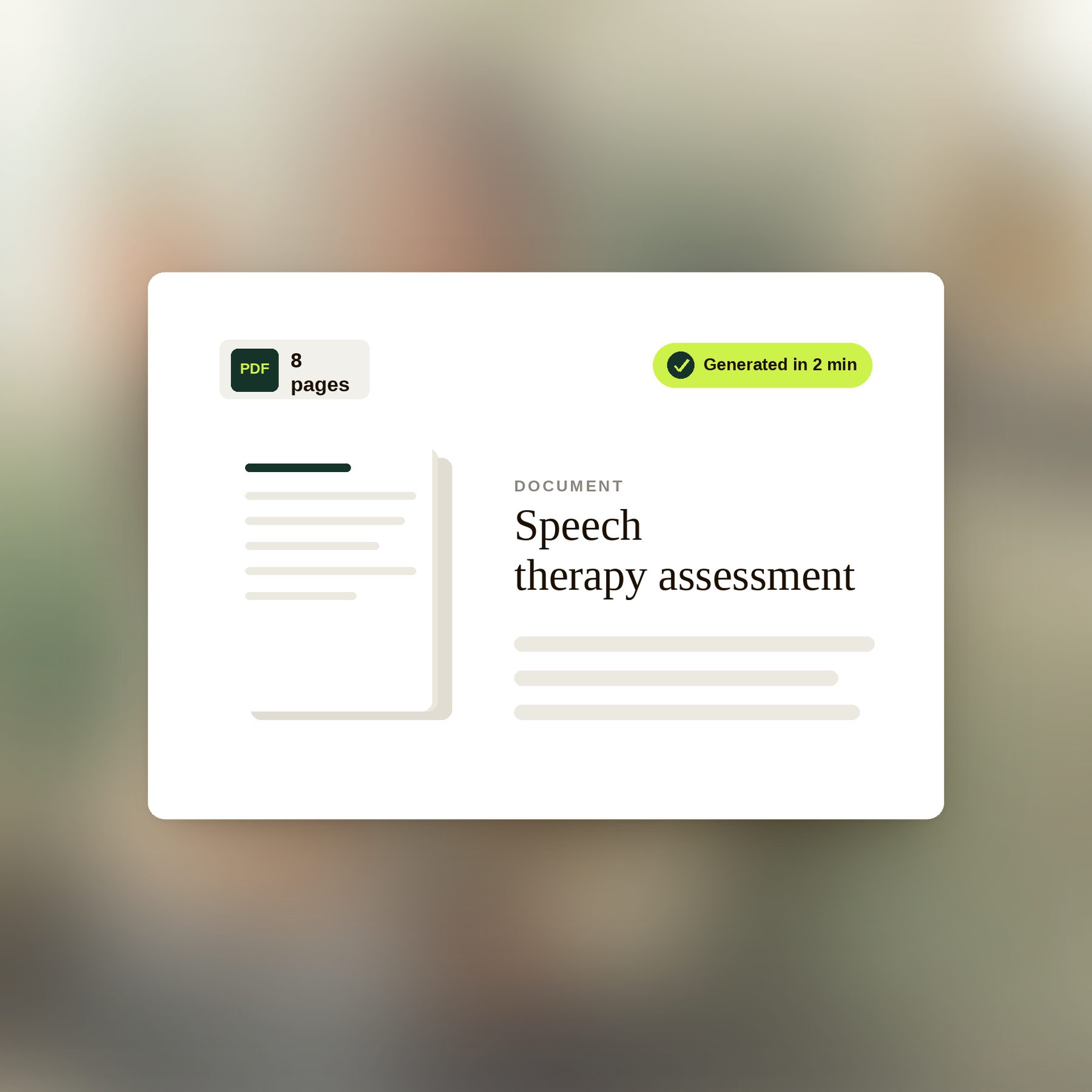 Speech-language assessment generated as a PDF