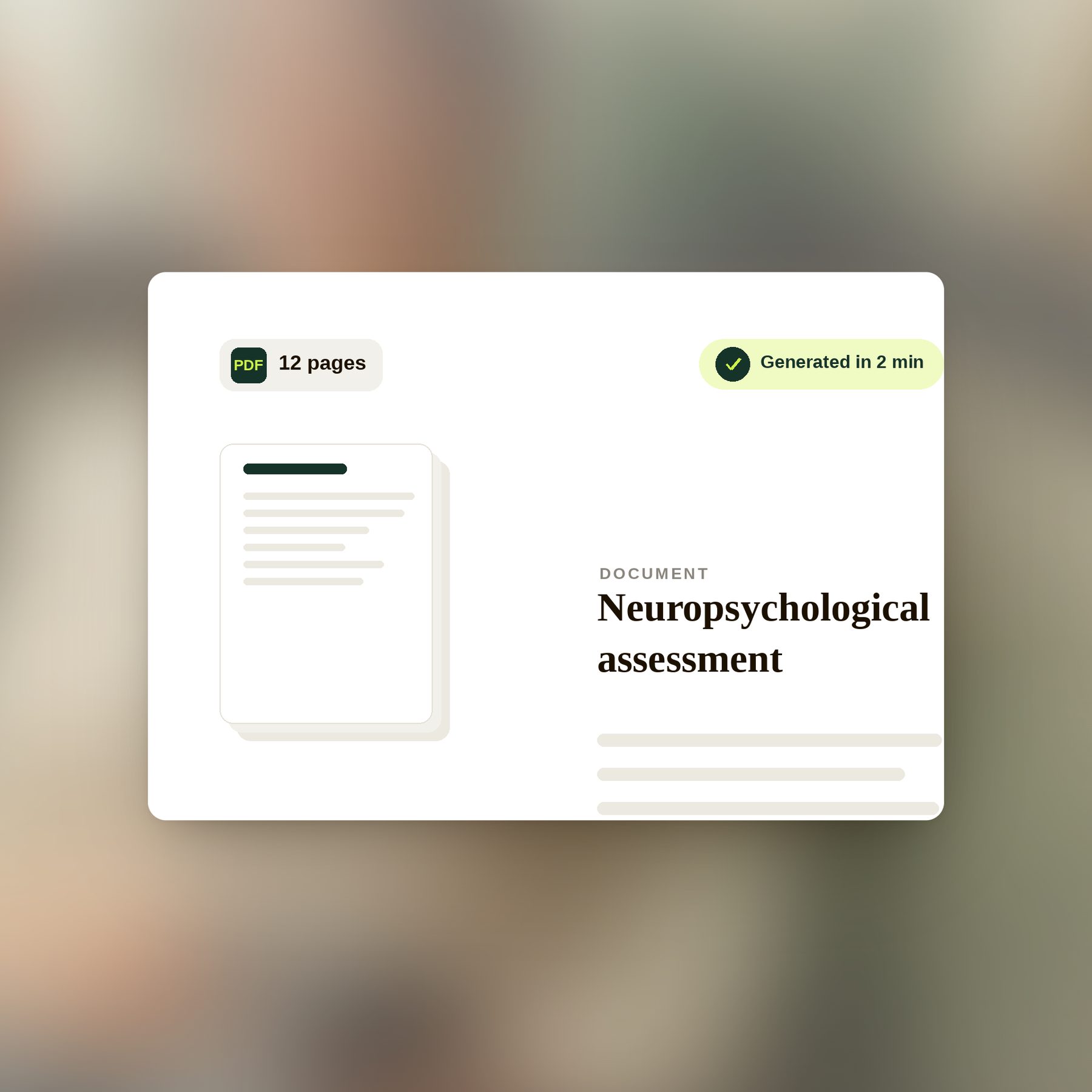 Neuropsychological assessment generated as a PDF