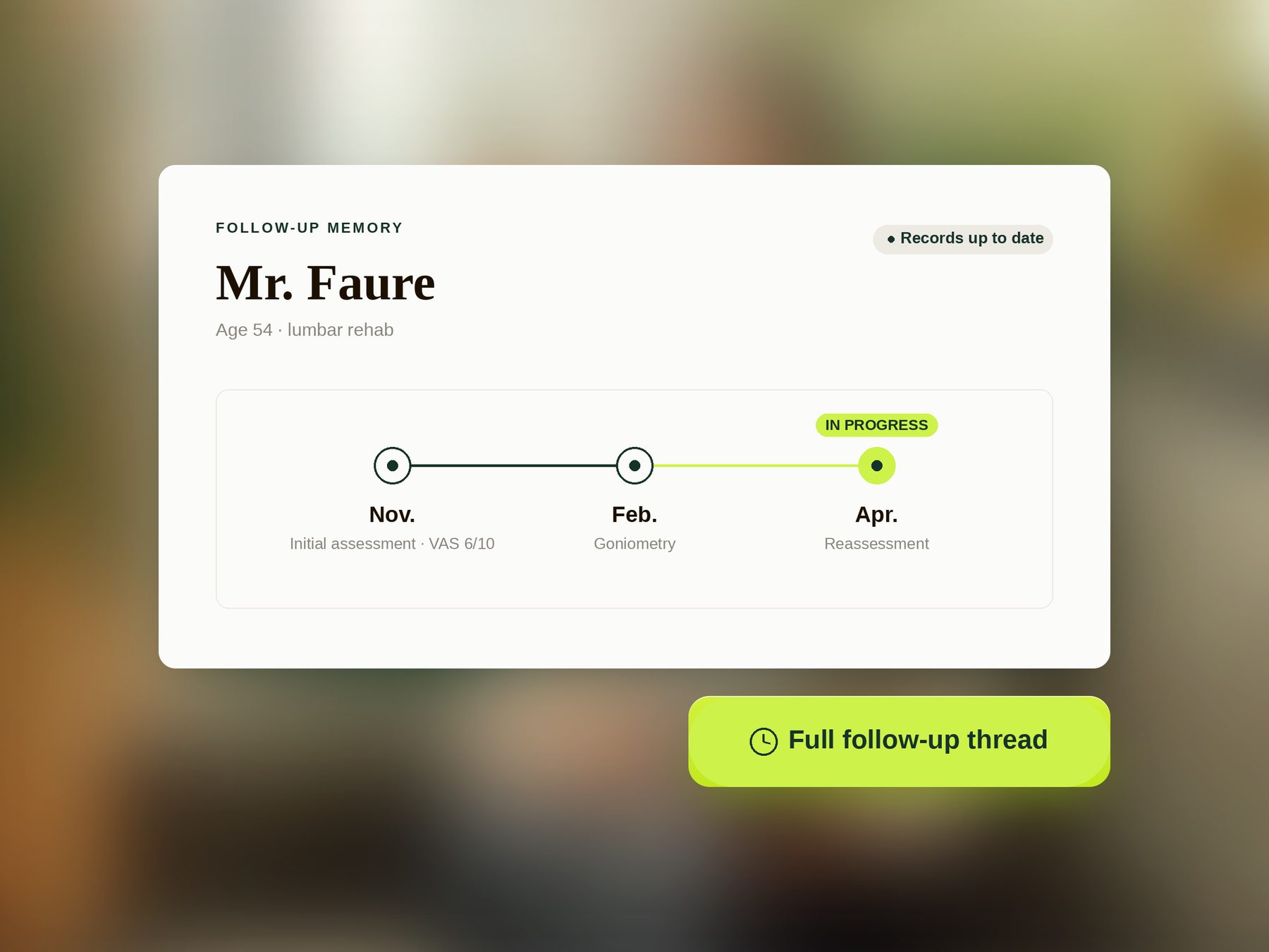 Follow-up memory for Mr Faure